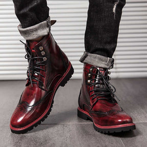 Brogue Garnet Leather Boots