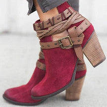 Buckle Strap Heels Ankle Boots