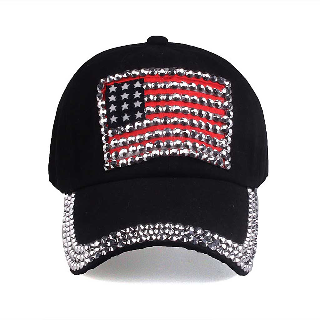 Sparkle Crystal USA Flag Cap
