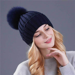 Big Pom Pom Knitted Beanie Winter Hat