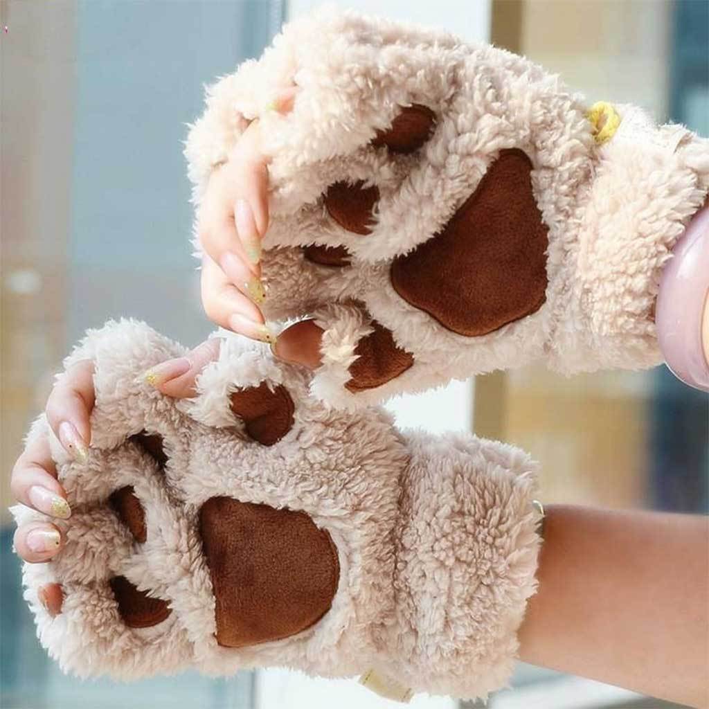 Fingerless Fluffy Paw Gloves