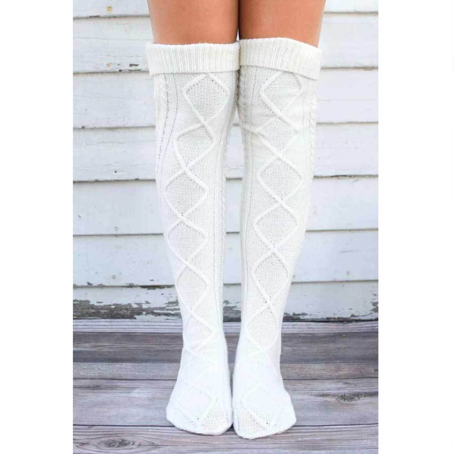Warm Over Knee Knitted Socks