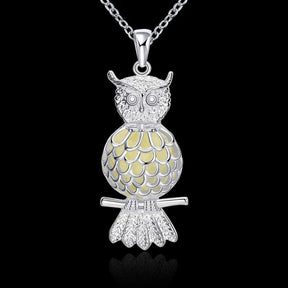 Pendant Necklaces - Glowing In The Dark Owl Necklace